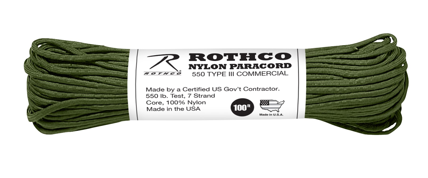 Rothco Nylon Paracord Type III 550 Lb - Olive Drab, 100