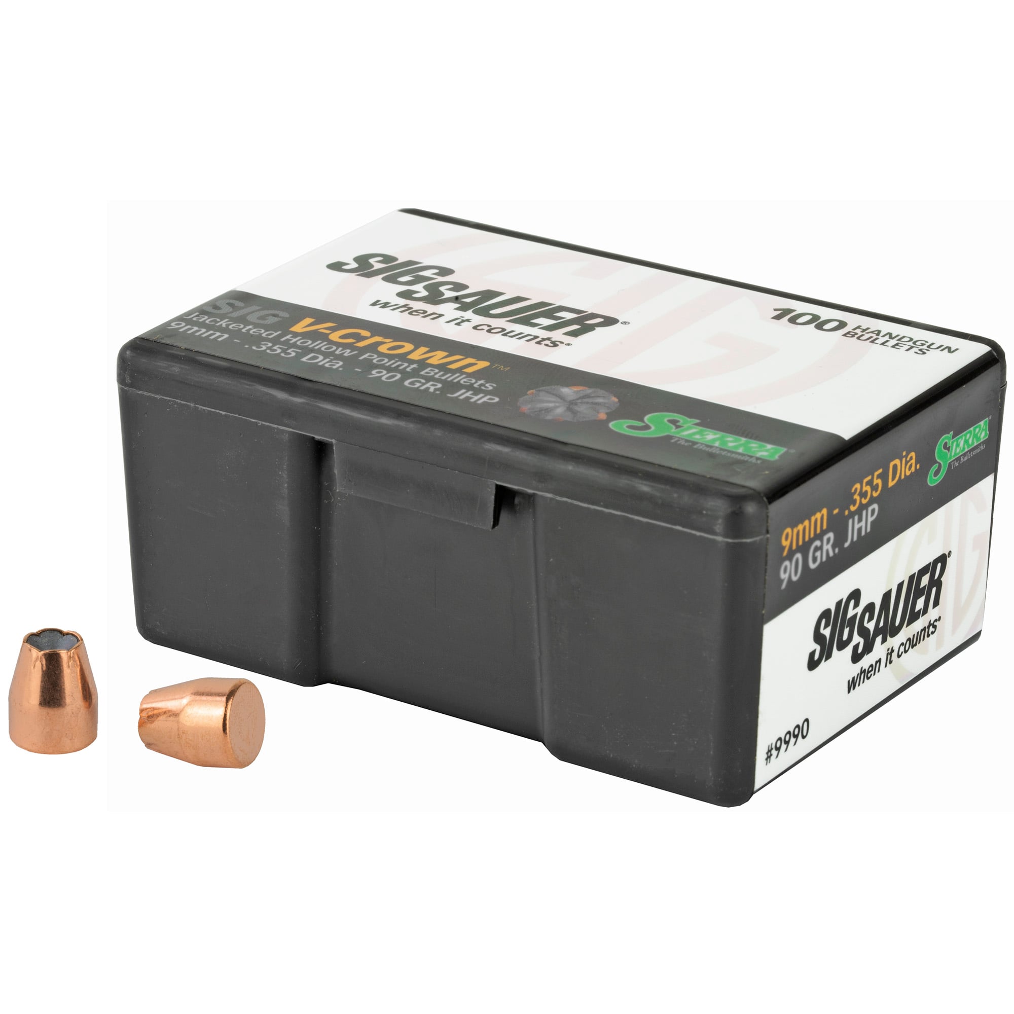 Sierra Bullets V-Crown, .355 Diameter, 9mm, 90 Grain, Jacketed Hollow Point, 100 Count