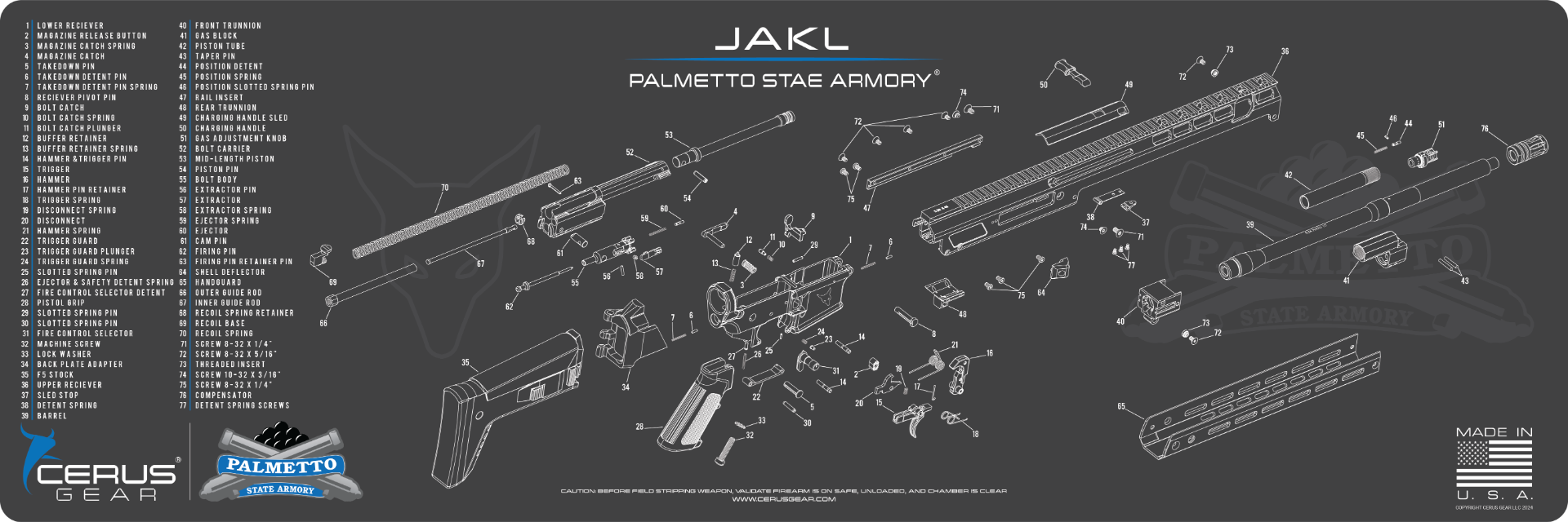 PSA JAKL Rifle Cleaning Mat, 12" x 36"