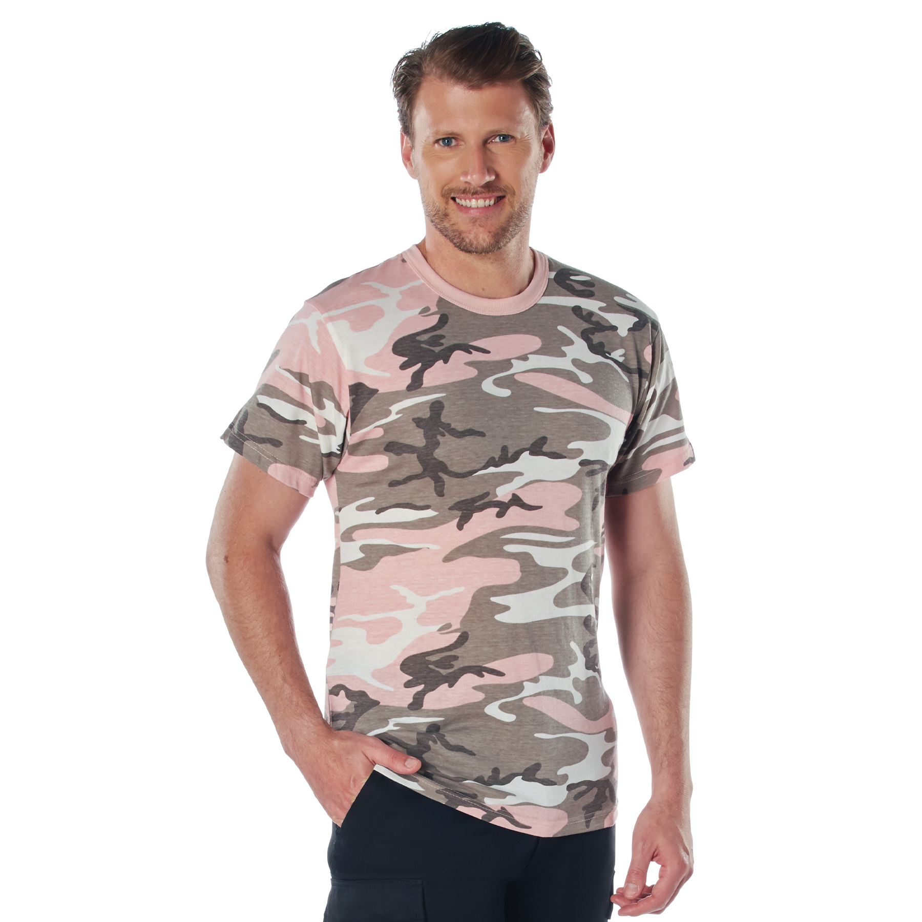 Rothco Camo T-Shirt - Subdued Pink Camo, Large