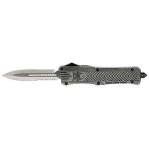 Cobra Tec Knives LSWCTK1LDG2SS CTK-1 Dagger 3.75 Part Serrated D2 Steel Stonewashed Aluminum Handle OTF