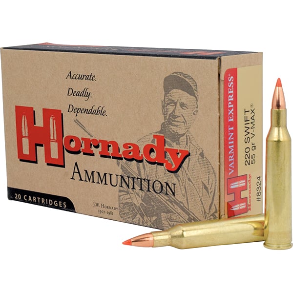 Hornady .220 Swift 55gr V-MAX Varmint Express Centerfire Ammunition 20rds - 8324