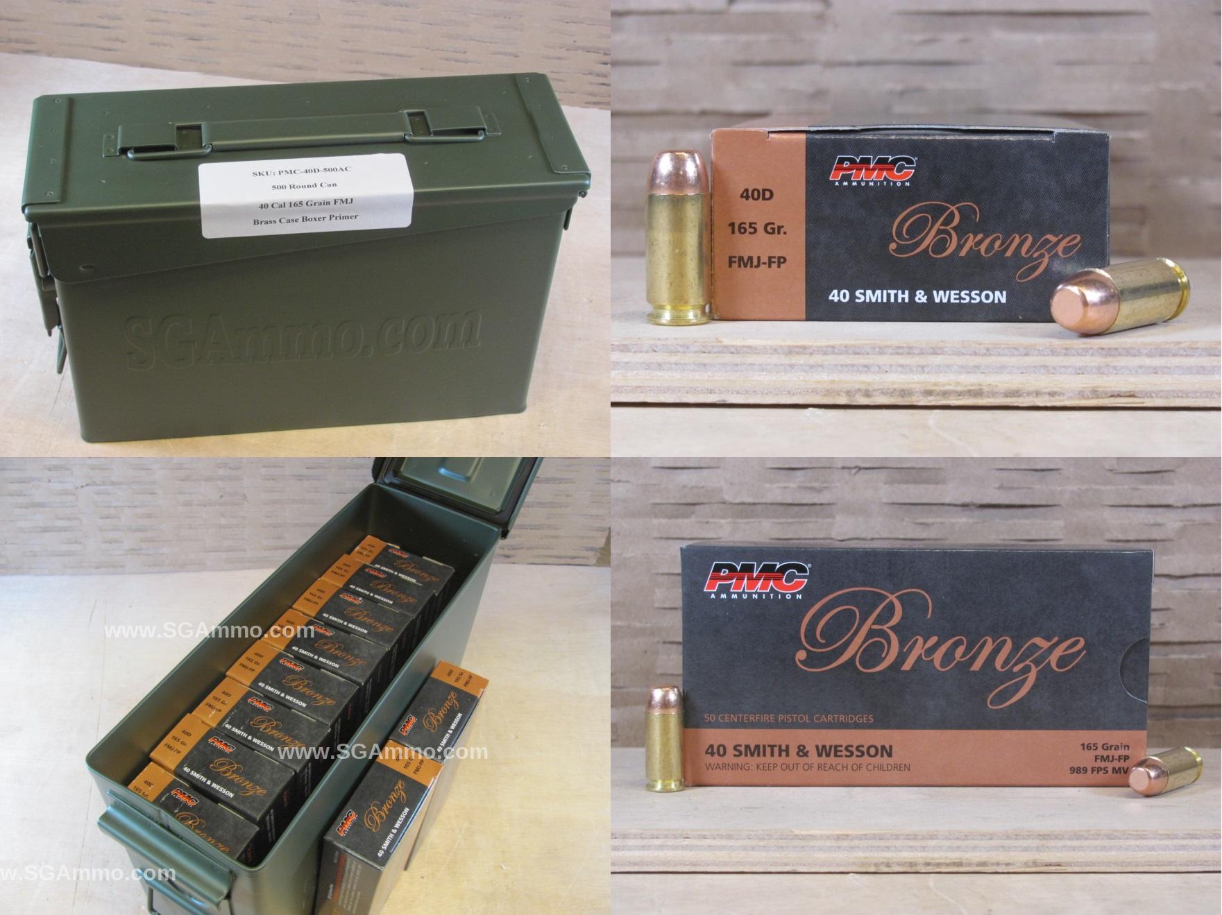 500 Round Can – 40 Cal PMC 165 Grain FMJ Ammo – 40D – Packed in M19A1 Canister
