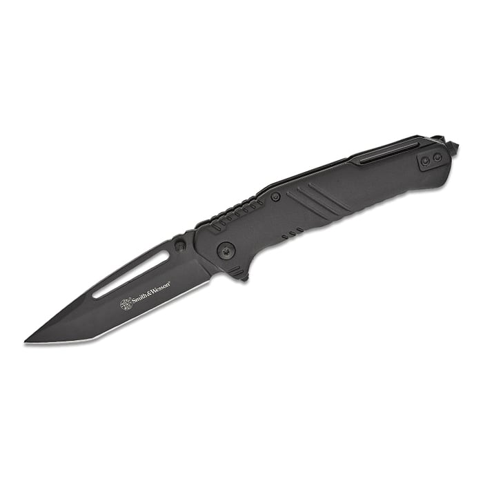 Smith & Wesson Extreme Ops Box Pack Folding Knife with Glass Breaker Tanto, Black