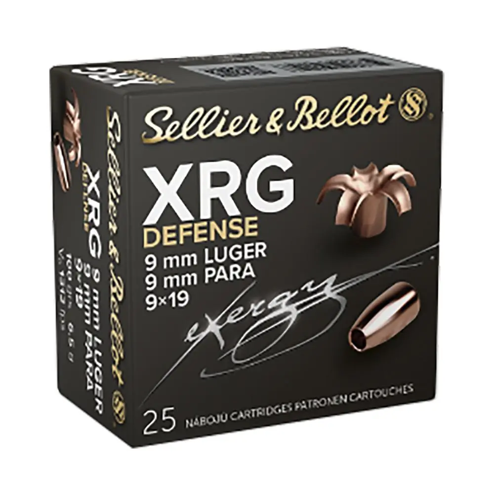 Sellier Bellot XRG Defense Handgun Ammunition 9mm 100gr HP 1312 fps 25/rd