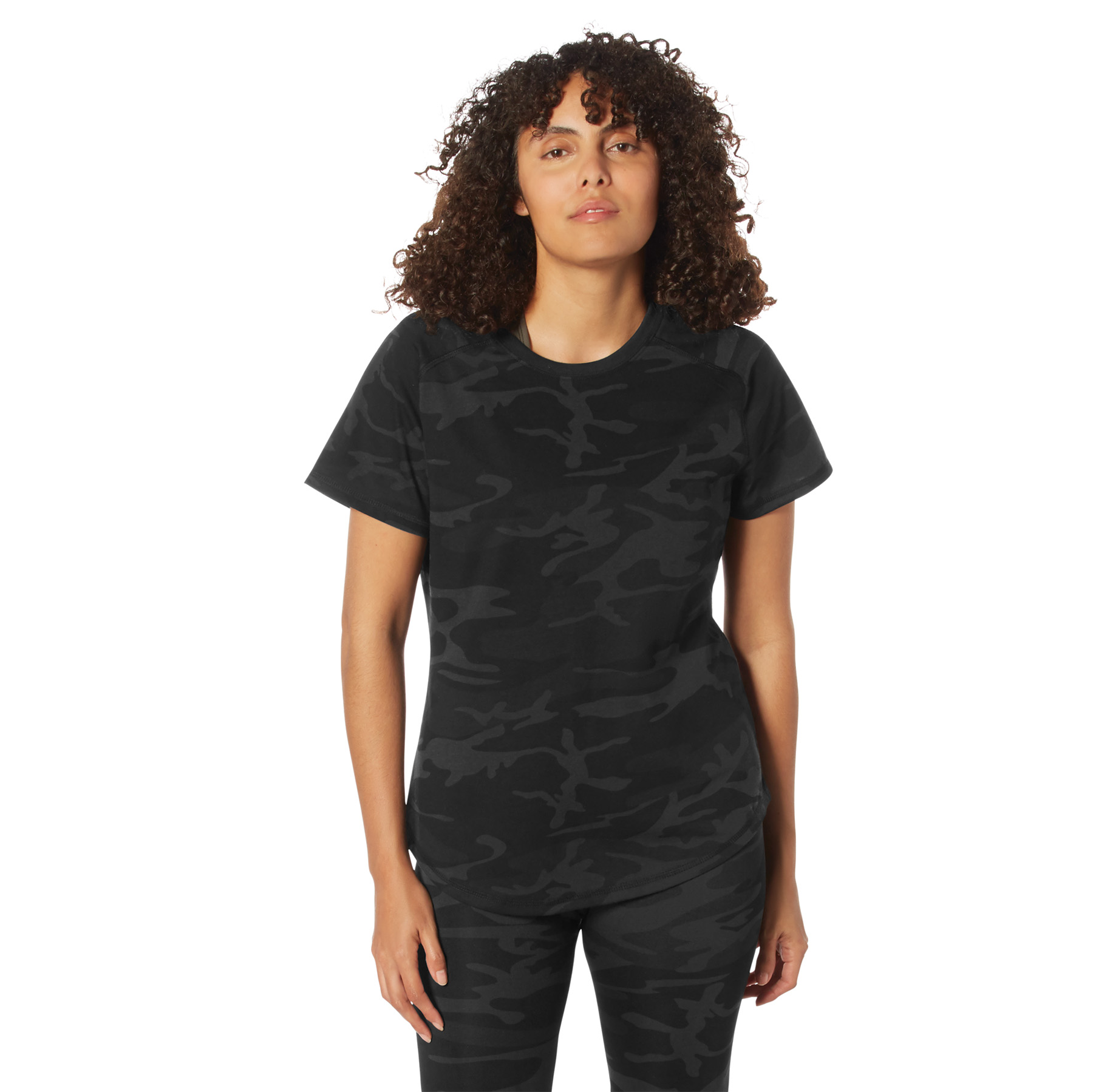 Rothco Womens Essential Raglan Sleeve T-Shirt - Midnight Black Camo, 2X-Large