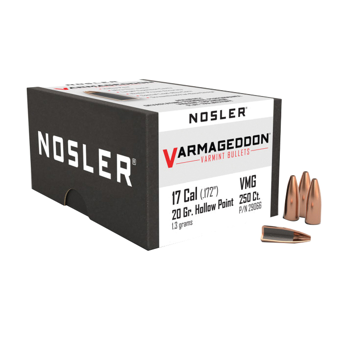 Nosler Varmageddon .17 Cal JHP FB Rifle Bullet, 20 gr 0.172" 250rds