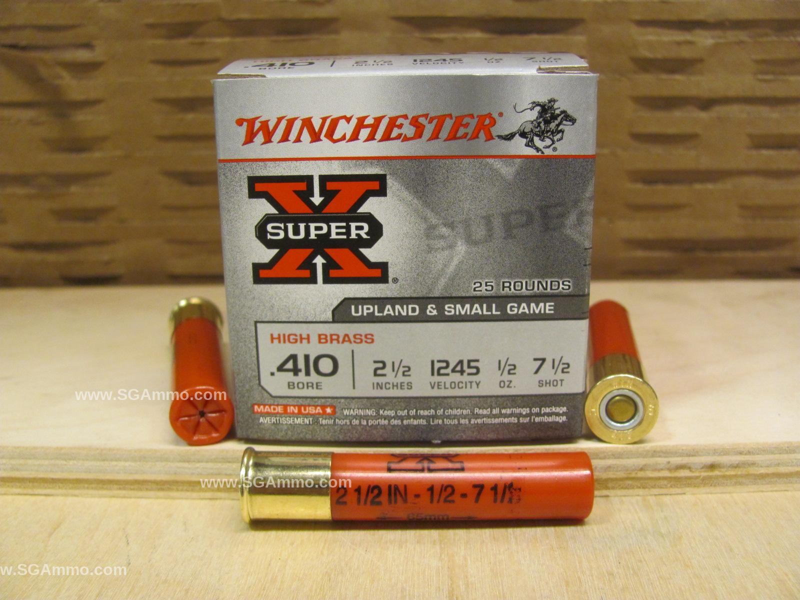 250 Round Case – 410 Gauge 2.5 Inch 1/2 Ounce 7.5 Shot Winchester Super X High Brass Ammo – X417