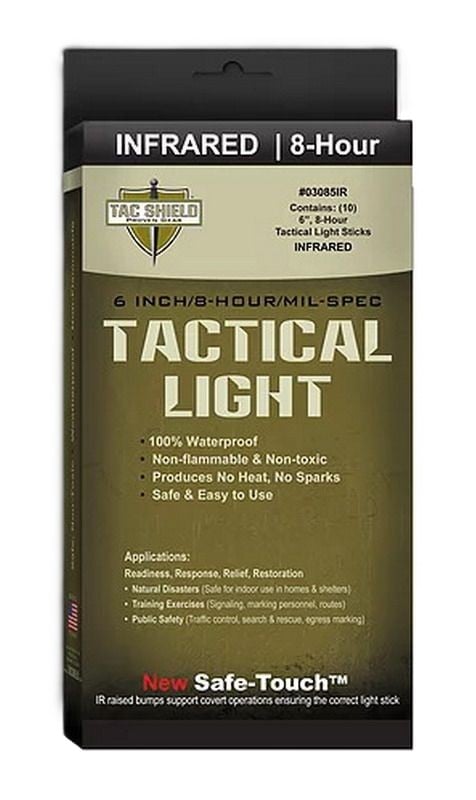 Tac Shield Tactical 8 Hour Light Stick - 10 Pack, 6 INCH, Infrared - 03085IR