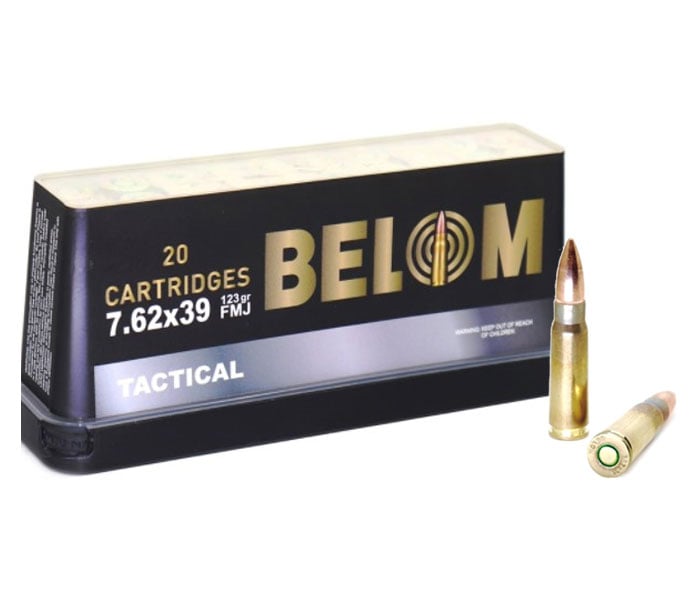 Belom Tactical 123 gr FMJ 7.62x39 Ammunition, 20 Rounds - BELOM7.62