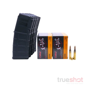 MAGAZINE DEAL: 5 Black 30 Round Magpul M3 AR-15 PMAGs and 200 Rounds of Ammo - Exempt / PMC 5.56 55 Grain