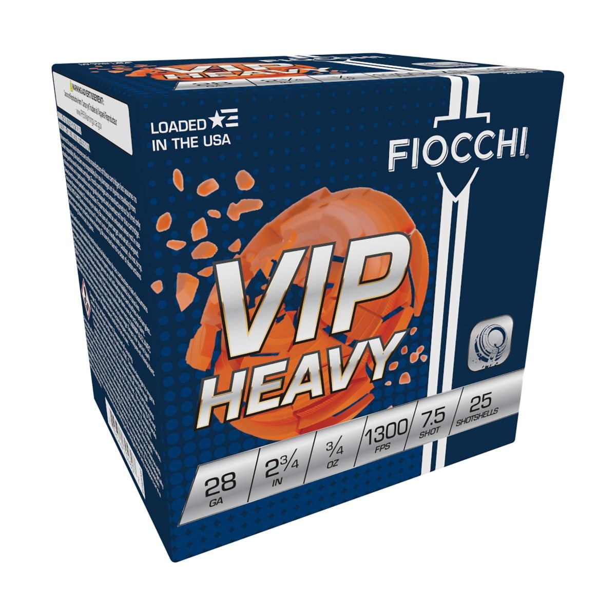 Fiocchi VIP Heavy 28 Gauge 2.75" .75oz #7.5 Shotshell, 25rds - 28VIPH75