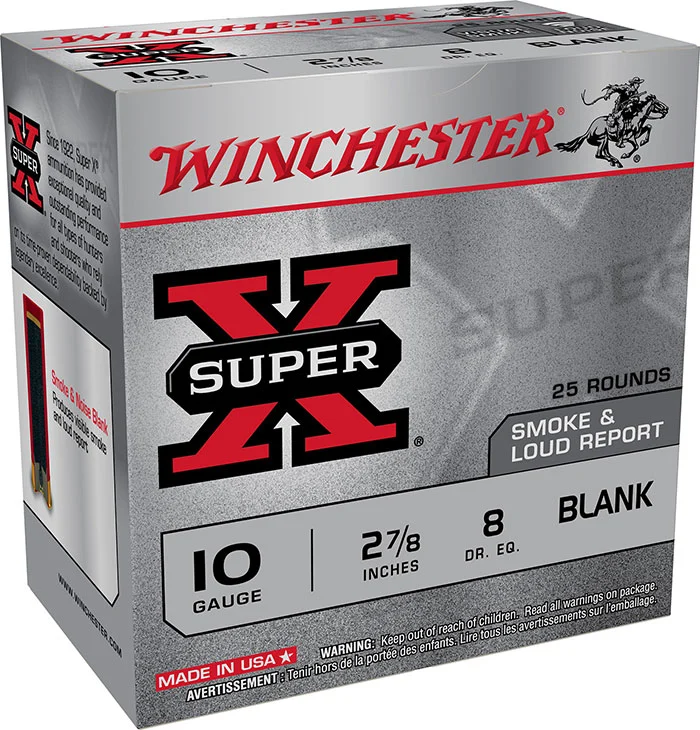 WINCHESTER 10 GA 2-7/8" SUPER-X BLANK – SMOKE NOISE 25 RD/BX 10 BX/CS