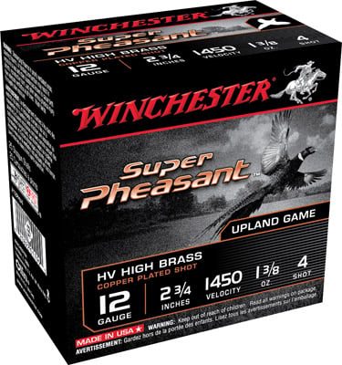 Winchester Ammunition Super Pheasant HV High Brass 2.75" 12 Gauge Ammo 4, 25/box - X12PHV4