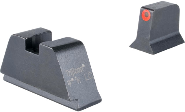 Trijicon Suppressor/Optic Height Sight Set Orange Front/Metal Rear & Green Lamp Glock 17 17L 19 22 - 28 31 - 35 37 - 39 45 Black