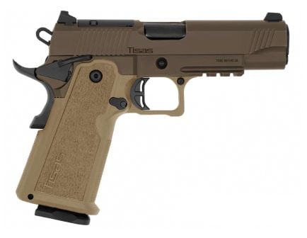 Tisas 1911 Carry Double Stack 4.25" 9mm 18rd Pistol, FDE/Coyote Brown RMSc Direct Mount Optic Cut - 12500905