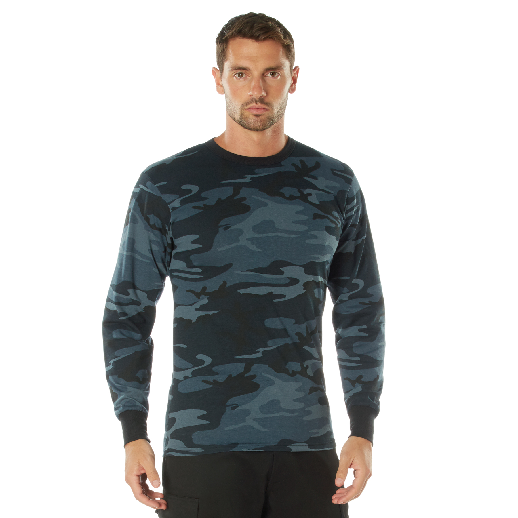 Rothco Long Sleeve Color Camo T-Shirt - Midnight Blue Camo, Medium