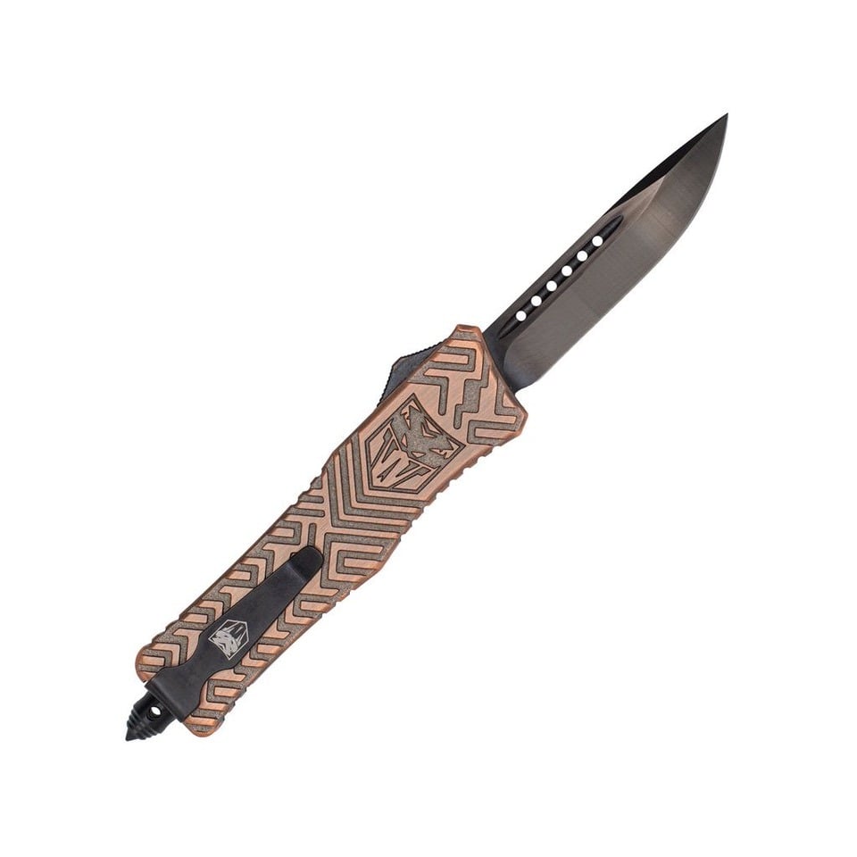 CobraTec Medium Trailblazer Copper OTF Knife - Drop Point