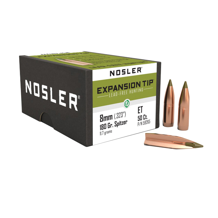 Nosler Expansion Tip 8mm CBTPT Rifle Bullet, 180 gr 0.323" 50rds