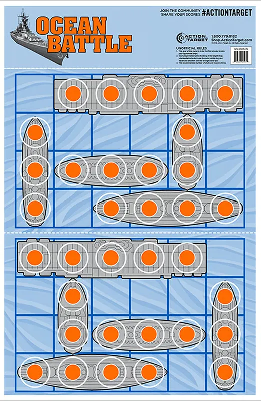 Action Target Ocean Battleship Paper Targets 23x35  100 Count (Blue/Orange)
