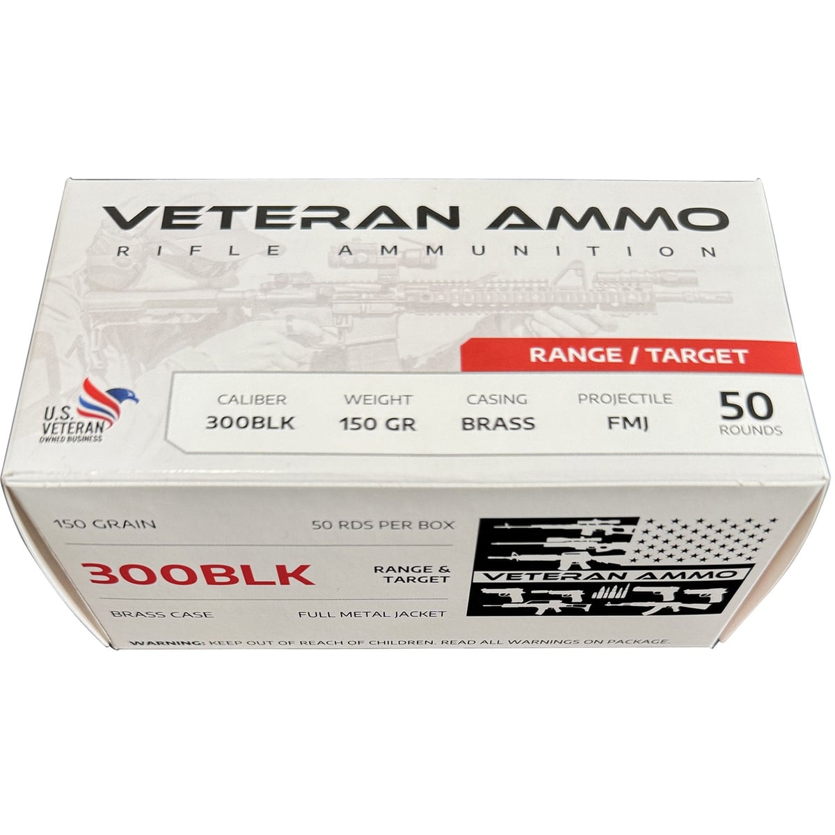 Hyperion Munitions Veteran .300 AAC Blackout 150 gr FMJ Ammo, 50rds - HMBX300BLK15050