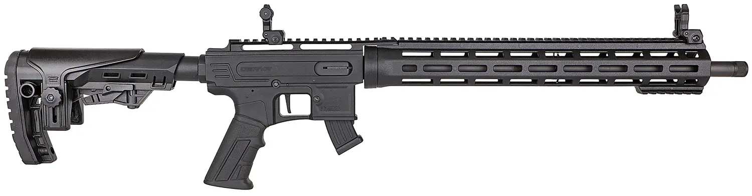 Derya Firearms TM22.FLASH.18 TM22 Flash 22 LR 10+1 18" Black Anodized Threaded Barrel, Black Anodized Aluminum Receiver w/Picatinny Rail, M-LOK Handguard Forend, Black Fixed Polymer Stock, Black Pol