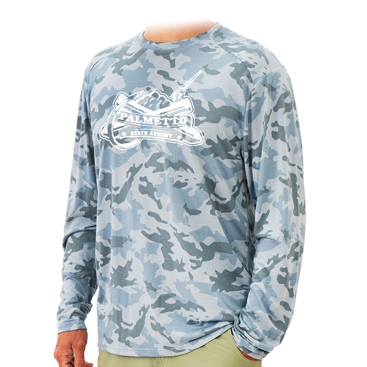 PSA Fishing Men's Bamboo Lightweight Long Sleeve, Water Camo - Medium