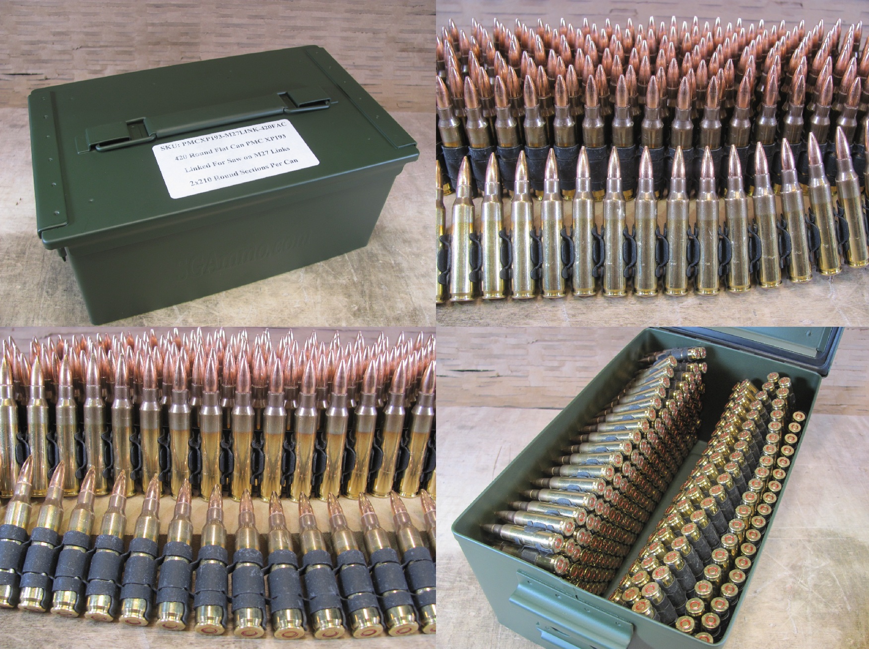 420 Round Flat Can – Linked 5.56 PMC X-TAC XP193 55 Grain FMJ M193 Ammo On M27 Links – 556X – Packed in Metal Canister