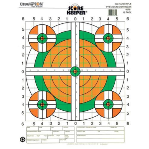 Champion Scorekeeper Targets Fluorescent Orange & Green Bull - 100 yd. Rifle Sight-In, 100/Pack