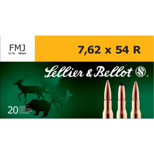 Sellier-Bellot Sellier & Bellot Rifle Ammunition 7.62x54R 180 gr 2580 fps FMJ 20/ct