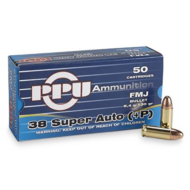 PPU PPH38SU Handgun 38Super+P 130gr Full Metal Jacket 50 Per Box/10 Case - No Credit Card Fees - Low, flat rate shipping