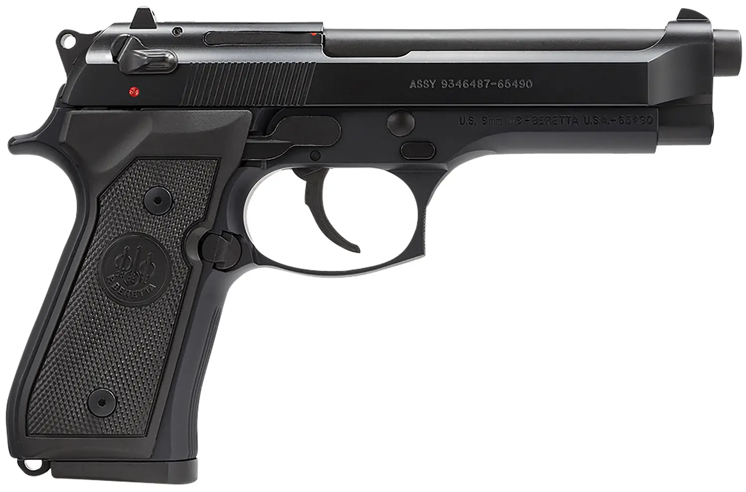 Beretta USA J92M9A0 M9 Full Size Frame 9mm Luger 10+1, 4.90" Steel Barrel, Black Bruniton Serrated Steel Slide Aluminum Frame w/Beavertail, Ambidextrous