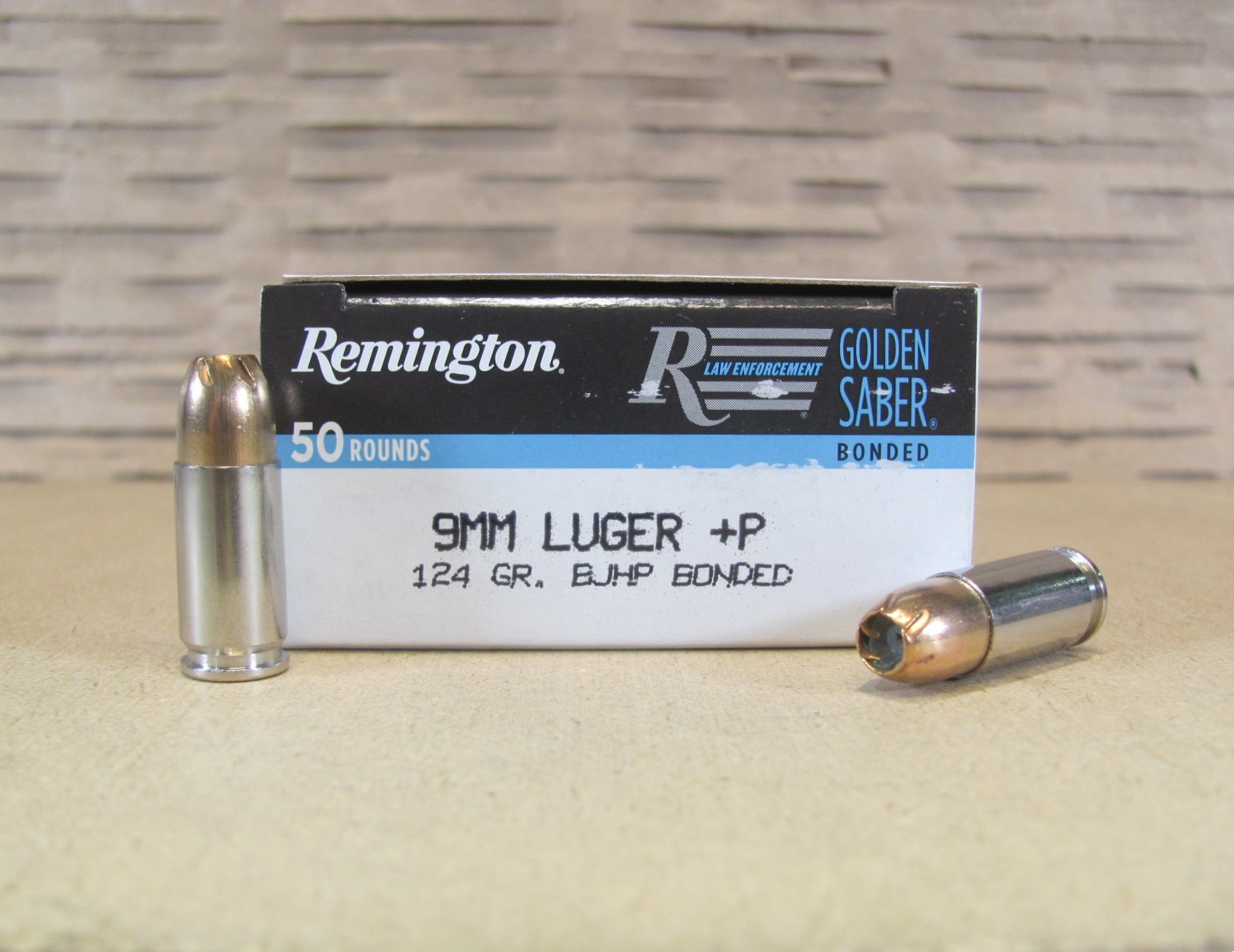 50 Round Box – 9mm Luger +P 124 Grain Bonded Remington Golden Saber Ammo – GSB9MMD
