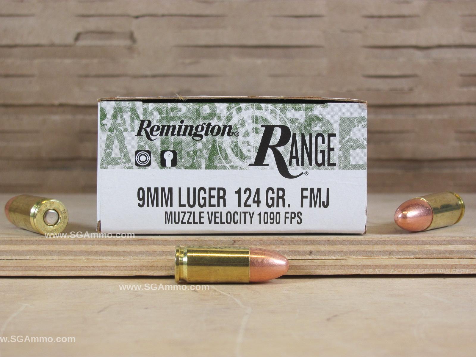 1000 Round Case – 9mm Luger 124 Grain FMJ Remington Range Ammo – T9MM2L