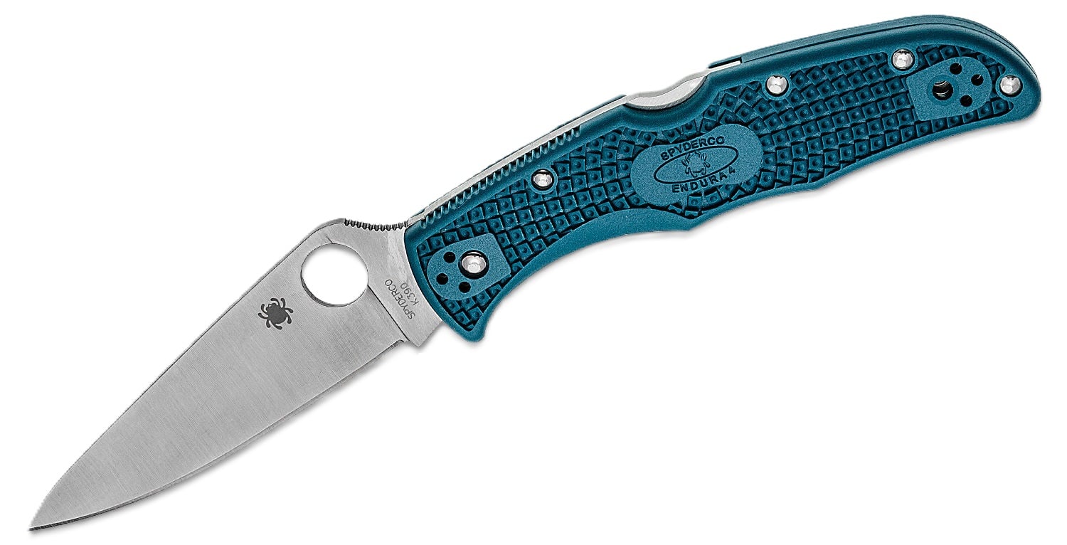 Spyderco Endura 4 Lightweight Folding Drop Point Knife, Blue - C10FPK390