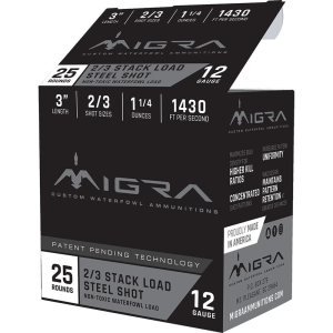 Migra-Ammunitions-Llc Migra Waterfowl Steel Shot Shot Shells 12 ga 3" 1-1/4 oz #2,#3 1430 fps 25/ct