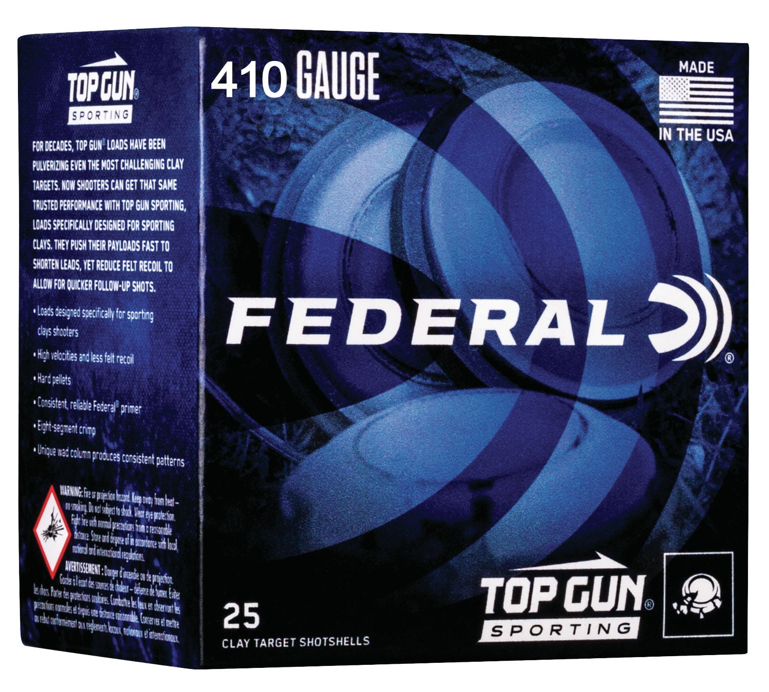 Federal Top Gun Sporting 2.5" 410 Gauge Ammo 7-1/2, 25/box - TGS41214 7.5