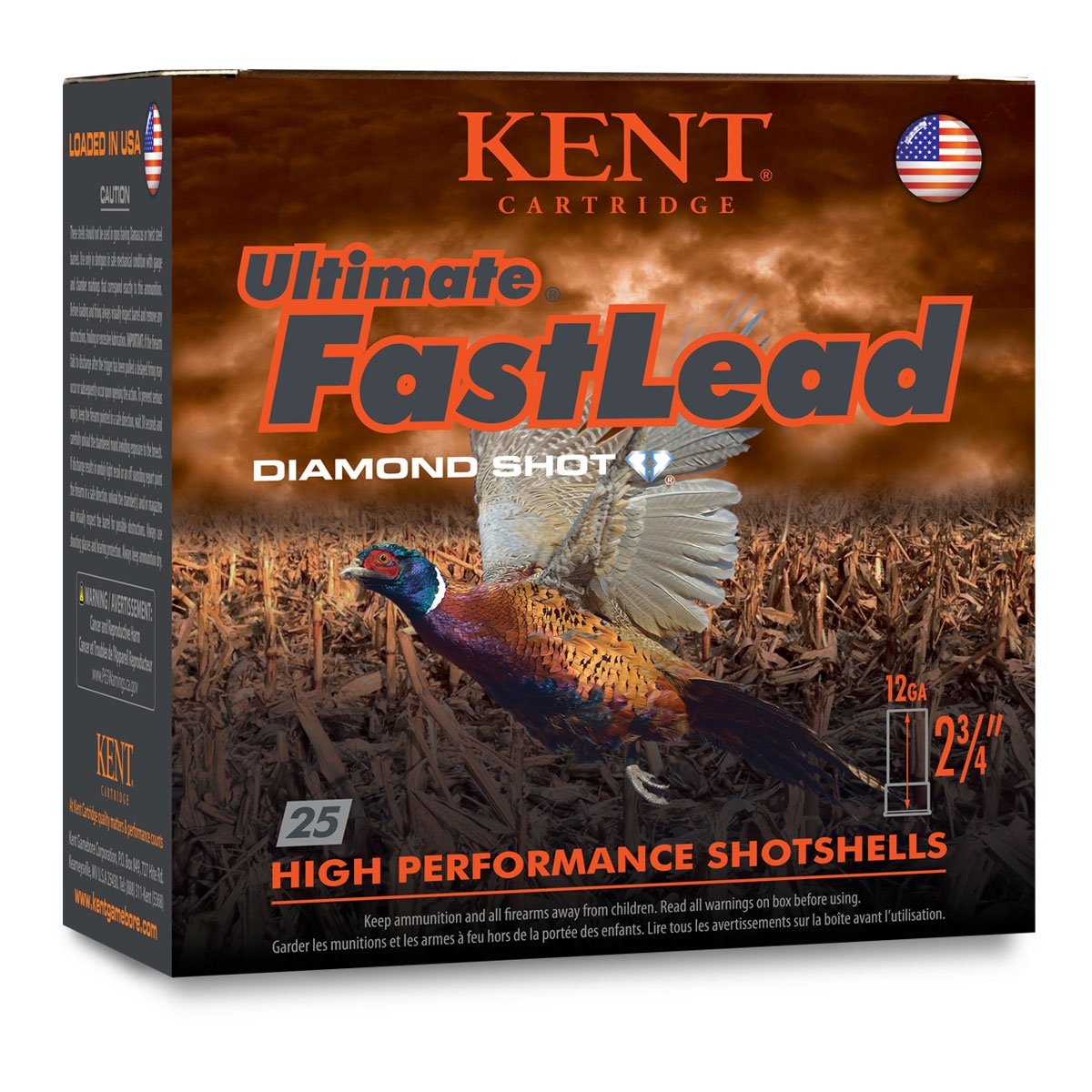 Kent Ultimate Fast Lead Shotshells 12 ga 2-3/4″ 1-3/8oz 1475 fps #4 25/ct - No Credit Card Fees - Low, flat rate shipping
