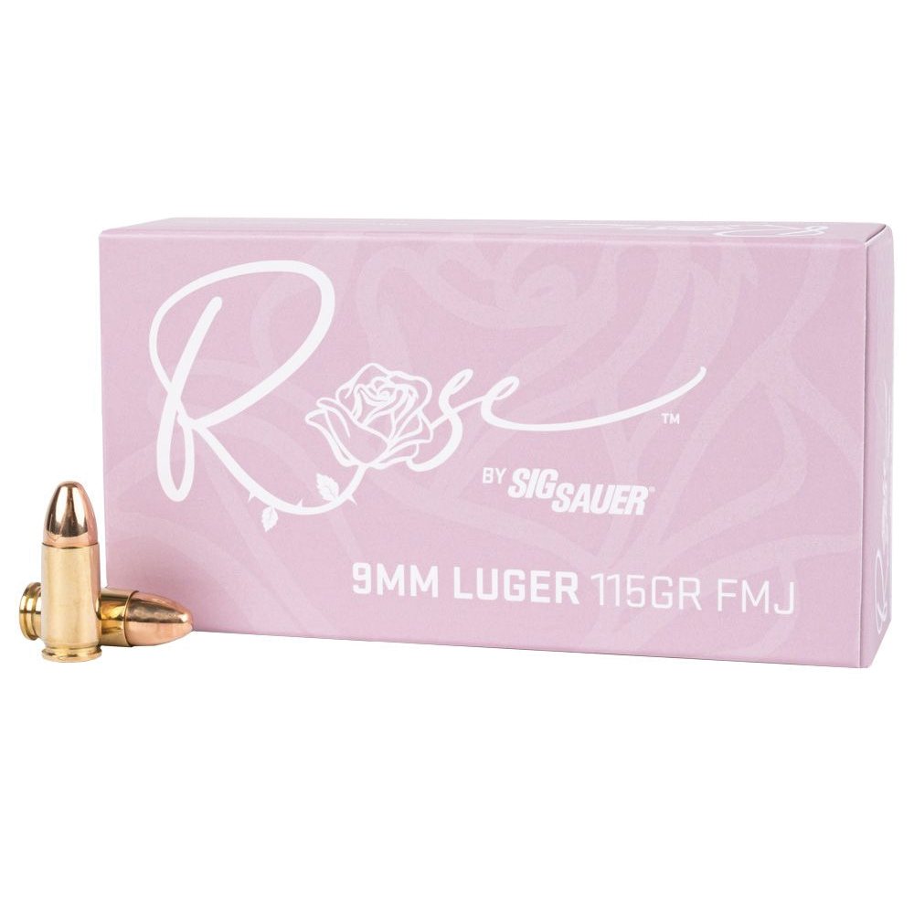 Sig Sauer Rose 9mm 115 gr FMJ 50rds Handgun Ammo for Reliable and Accurate Practice - E9MMB1ROSE50
