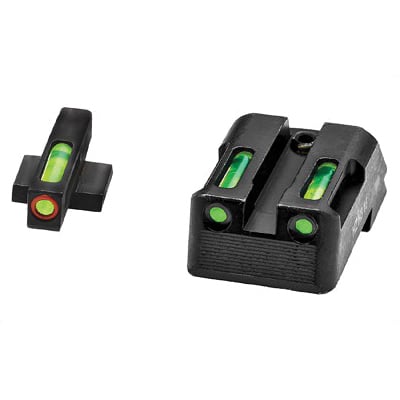 Hi-Viz LiteWave H3 Fixed Rear Sight 1911 Tritium Litepipe Green Night Sight Set With Orange Front Ring - KBN521