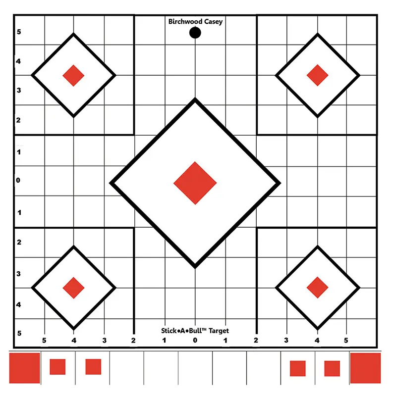 Birchwood Casey 33922 Stick-A-Bull Sight-In Self-Adhesive Paper White/Red 12" 5-Diamond 5 Pack