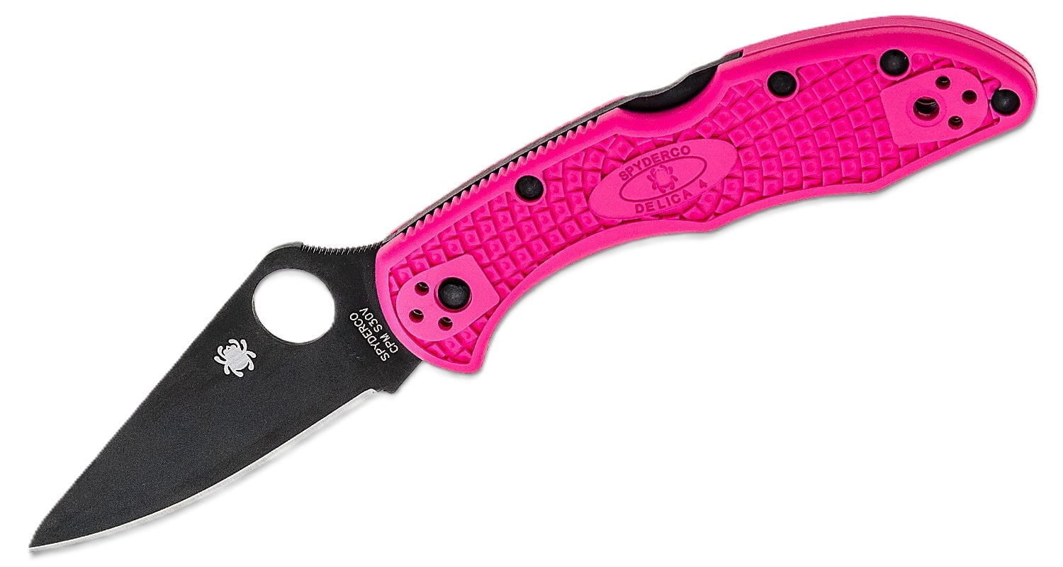 Spyderco Delica 4 Lightweight Folding Drop Point Knife, Pink - C11FPPNS30VBK