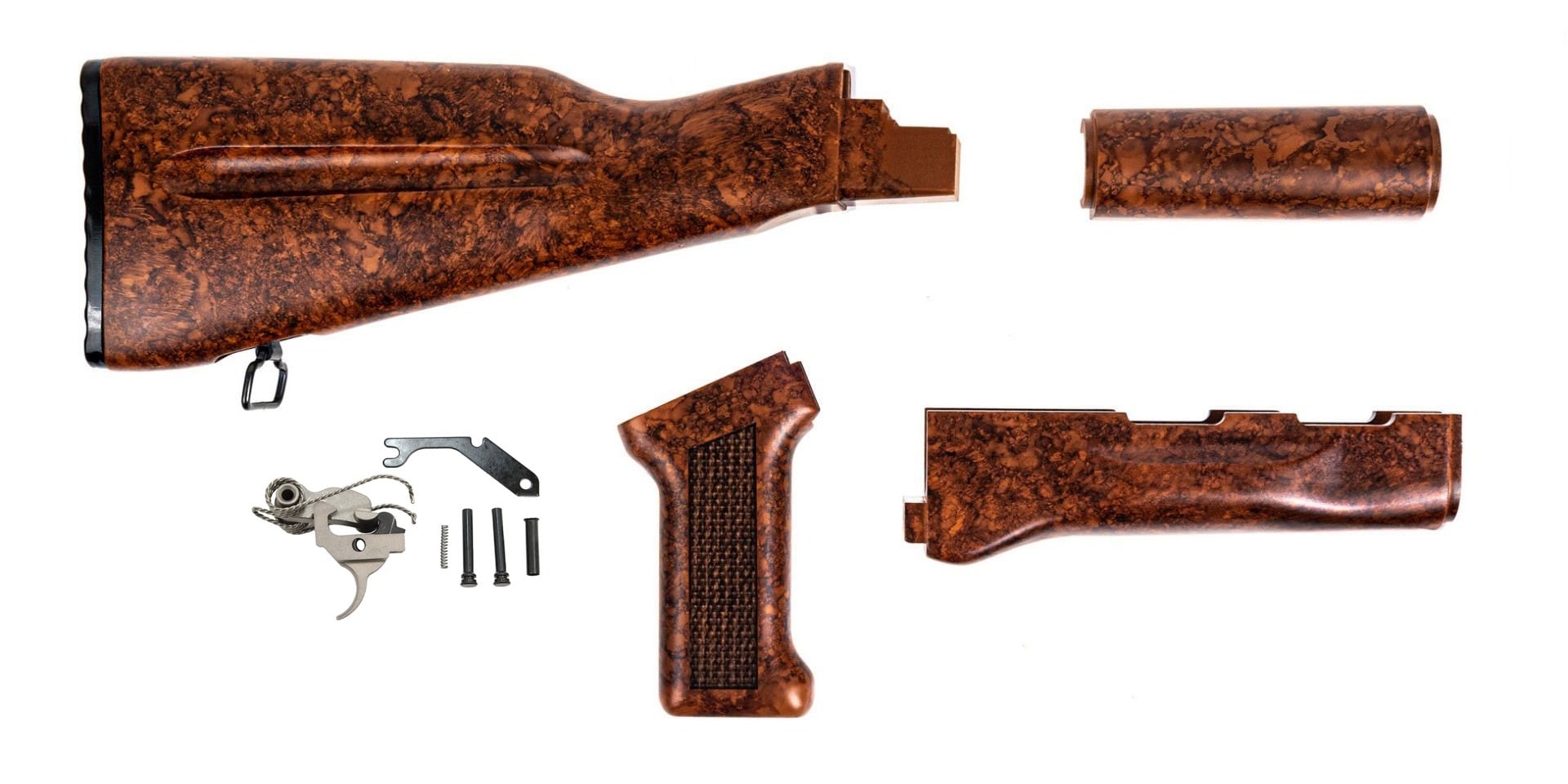PSA AK Imitation "Bakelite" Furniture Set w/ PSA Custom AK-47 Enhanced Polished Nickel Boron Fire Control Group