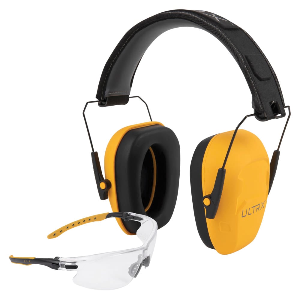 ULTRX 23 dB Shield Ear and Eye Protection Combo, Clear/Yellow