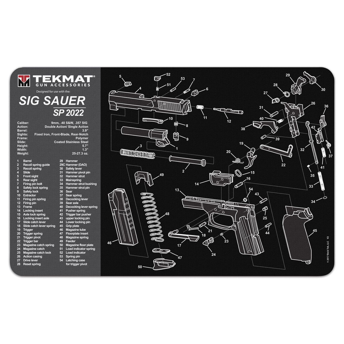 TEKMAT 17" x 11" x 0.13" Gun Cleaning Mat, Black/Gray