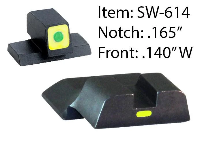 Ameriglo CAP Tritium Night Sights for S M / Front Tritium - Green / Front Outline - LumiGreen / Style - CAP / Rear Paint Bar - LumiGreen