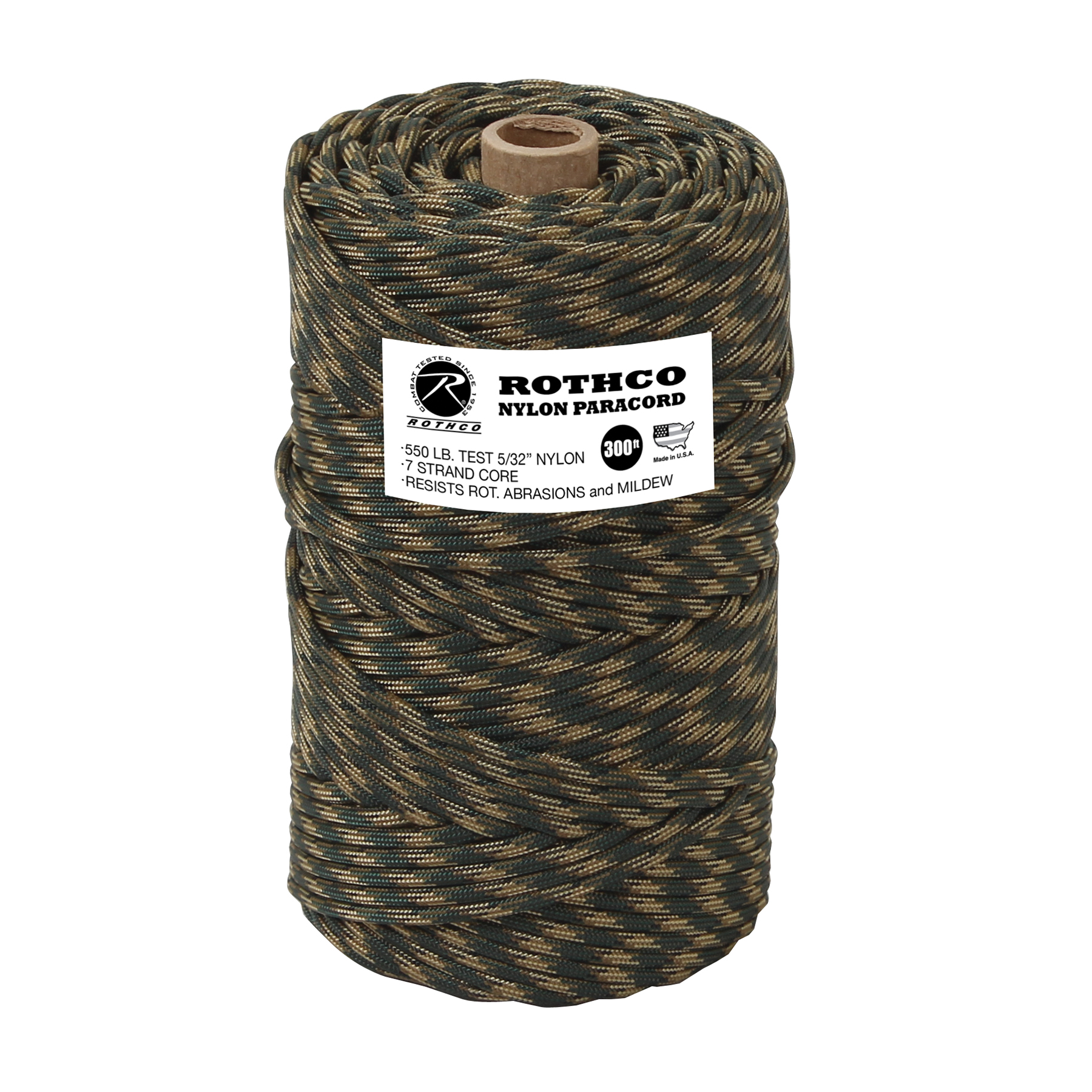 Rothco Nylon Paracord 550Lb 300 Ft Tube - Woodland Camo