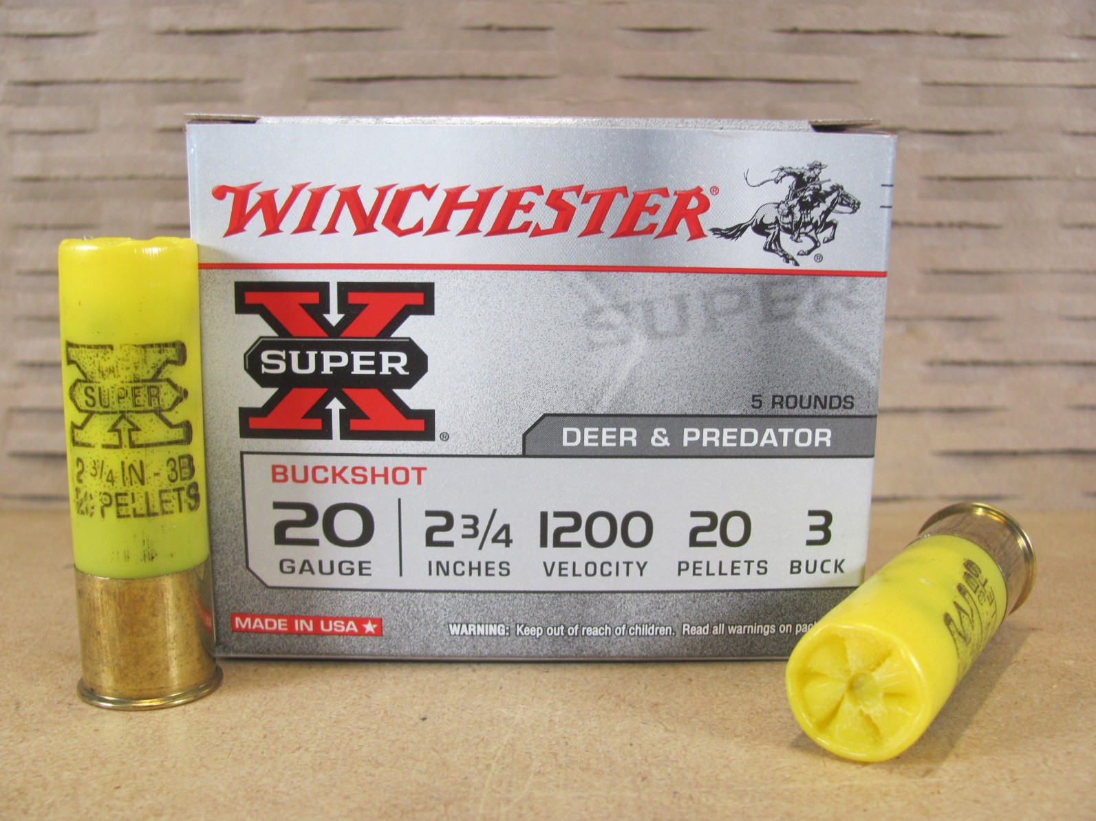 250 Round Case – 20 Gauge 2.75 Inch Number 3 Buckshot 20 Pellet Winchester Ammunition – XB203