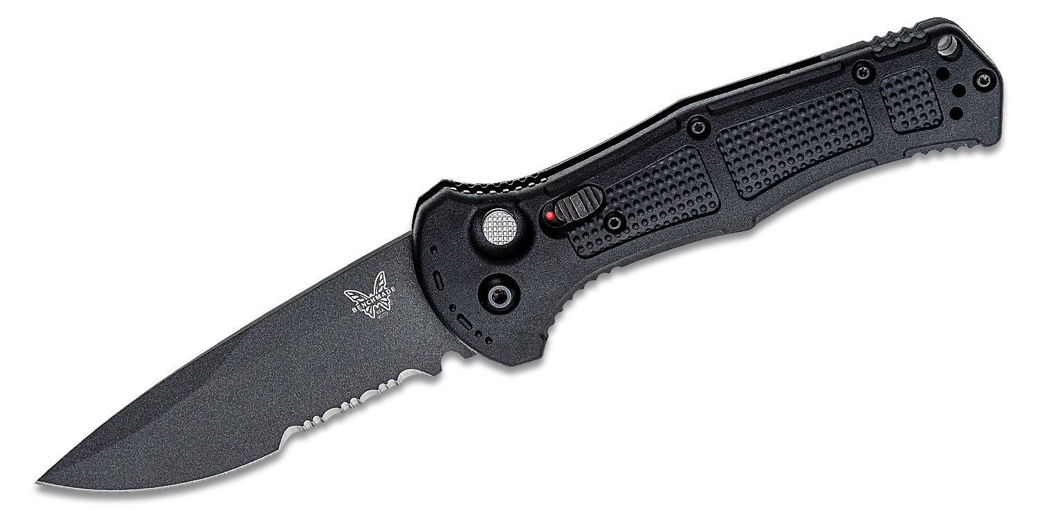 Benchmade Claymore Auto Folding Drop Point Knife Serrated, Black - 9070SBK
