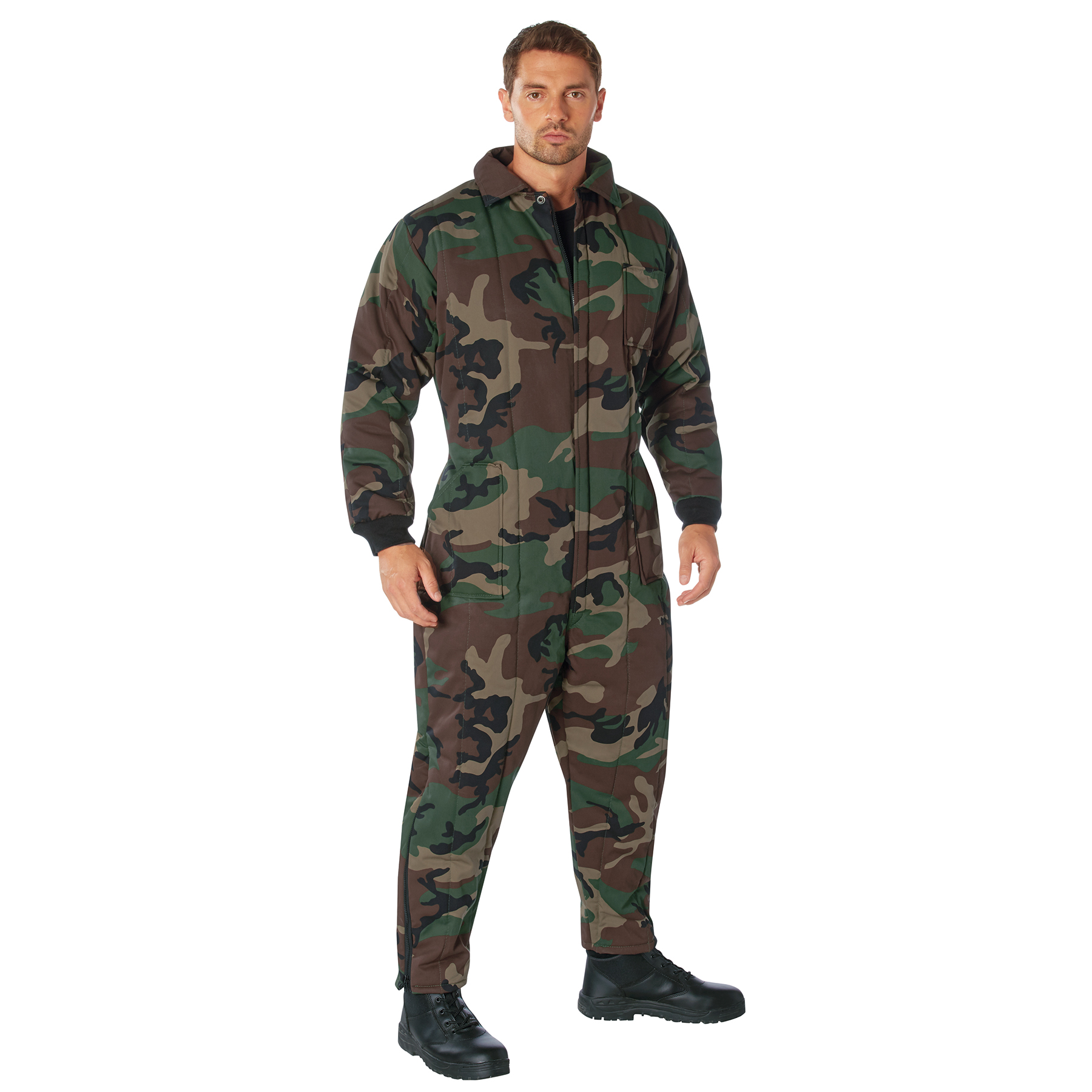 Rothco Insulated Coveralls - Woodland Camo, Large